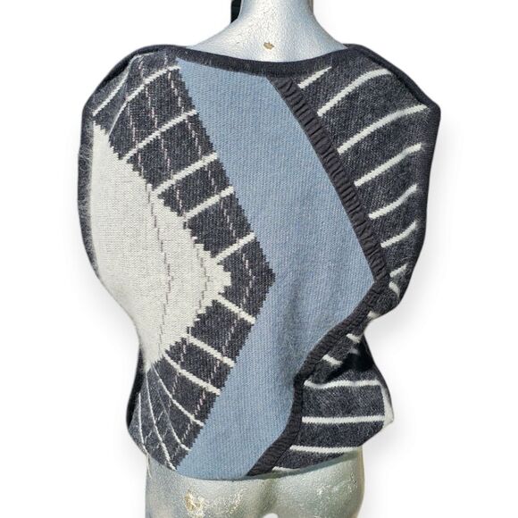 Bruestle Vintage Angora Black Blue Grey Unisex Sweater Vest - Picture 3 of 11